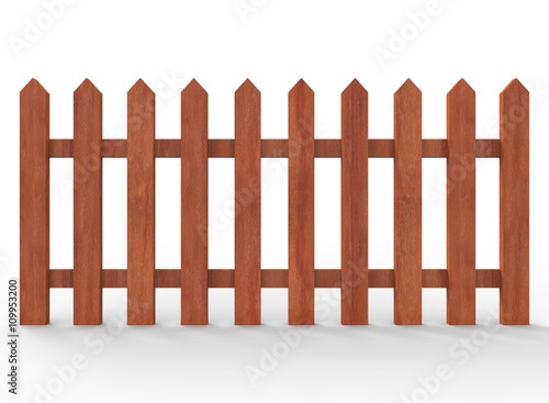 3d illustration of simple fence. low poly style. simple to use. on white background isolated with shadow. wooden color