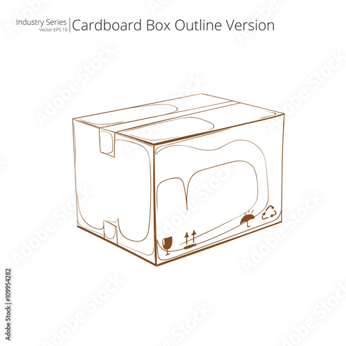 Vector Cardboard Box. Abstract closed Cardboard Box. Outline Version. Side view. Vector EPS10.