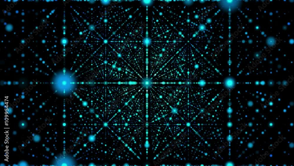 Rotating Blue Grid On Black Background Rotating Blue Grid On Black Background