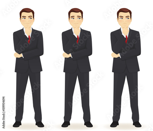 Set of thoughtful business man