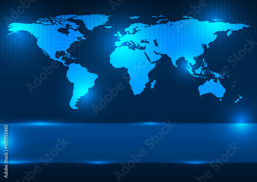 Abstract digital World map vector illustration. Elements of this image furnished by NASA