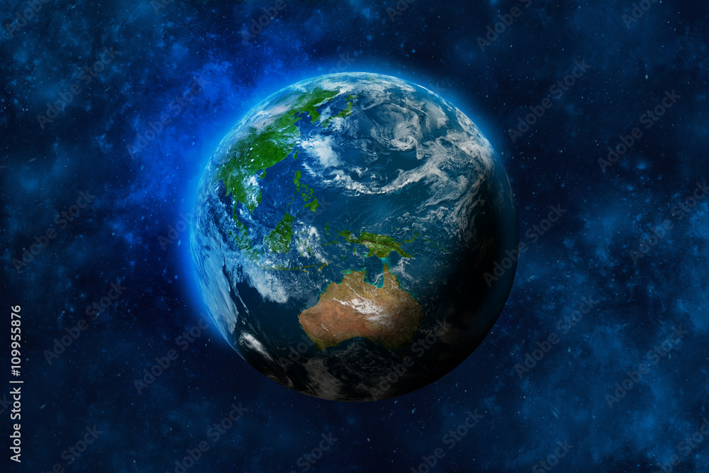 Planet Earth in space. Australia and part of Asia. Elements of this image furnished by NASA.