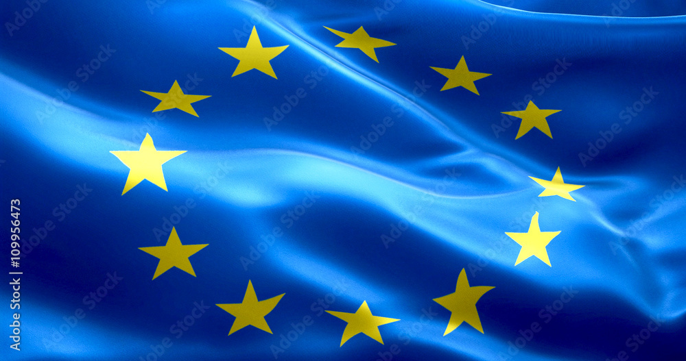 Obraz premium EU flag, euro flag, flag of european union waving