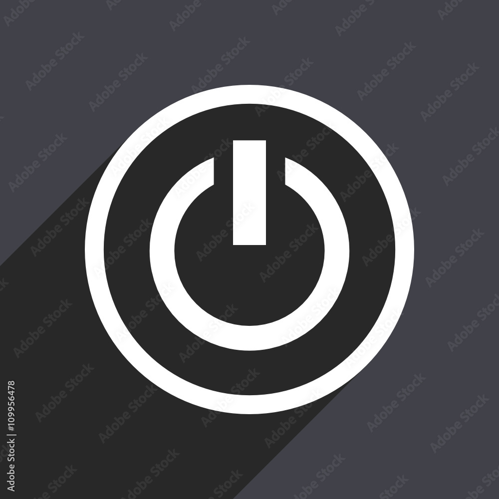 flat design power web white and grey vector icon flat design power web white and grey vector icon