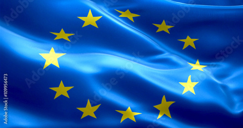 Obraz na plátně EU flag, euro flag, flag of european union waving