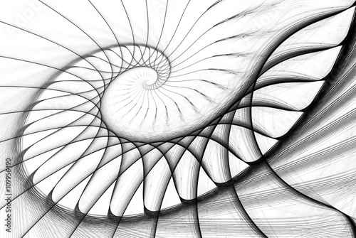 spiral staircase black on white. computer generated image