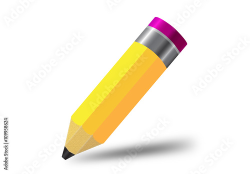 a yellow pencil on white background