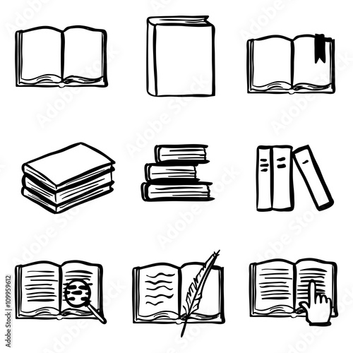 Vector Doodle Book Icon Set