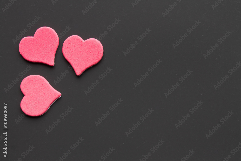 hearts on a black background