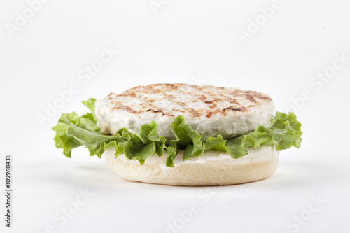 Chicken burger shot in studio