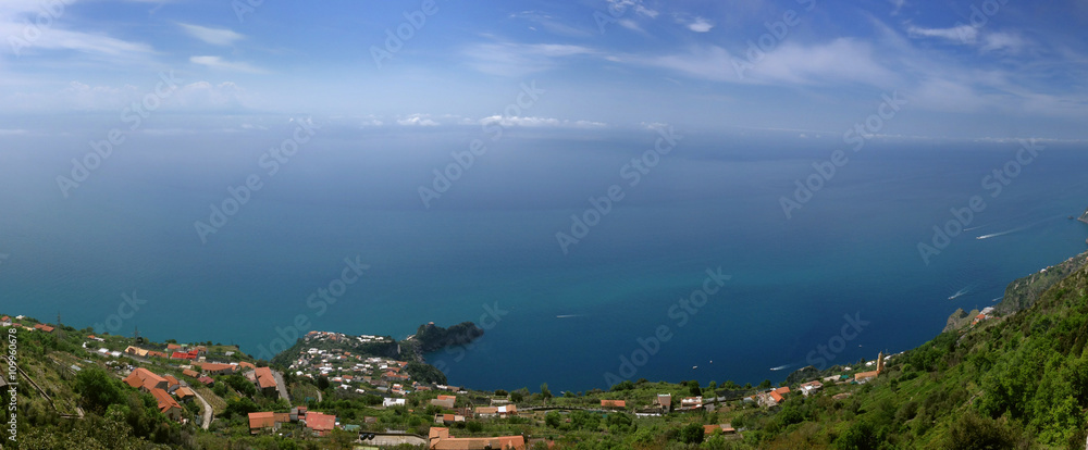 Particular landscape Amalfi coast with Furore village, Italy