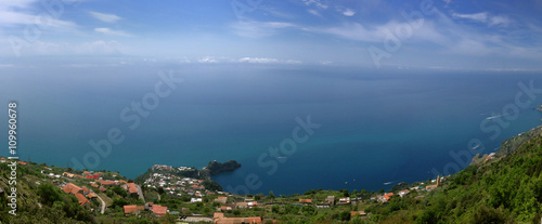 Particular landscape Amalfi coast with Furore village  Italy