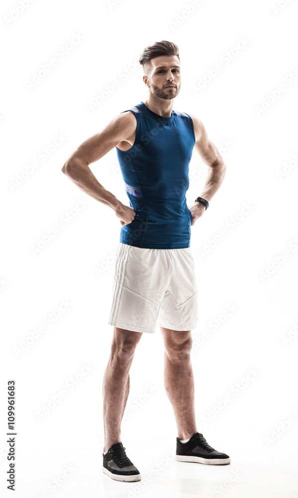 Fototapeta premium Attractive male athlete is ready to compete