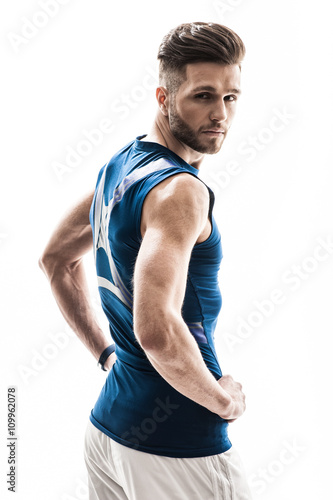 Cheerful male athlete is ready for victory