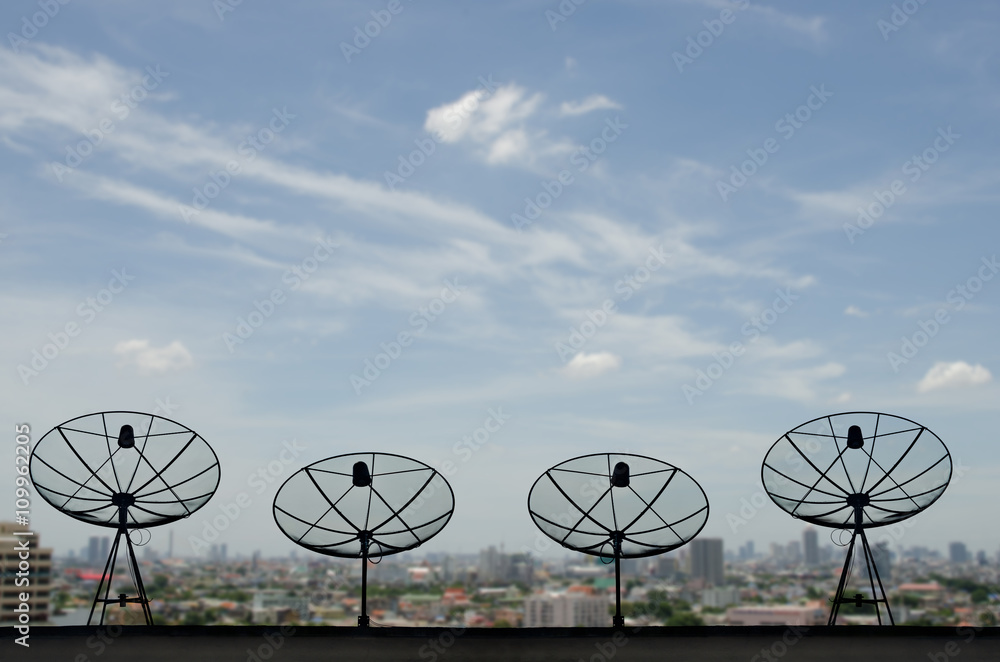 Satellite Dishes on building for telecommunication