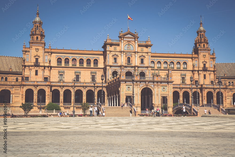 Seville, Spain -3 May,2014: famous Plaza de Espana. Old landmark