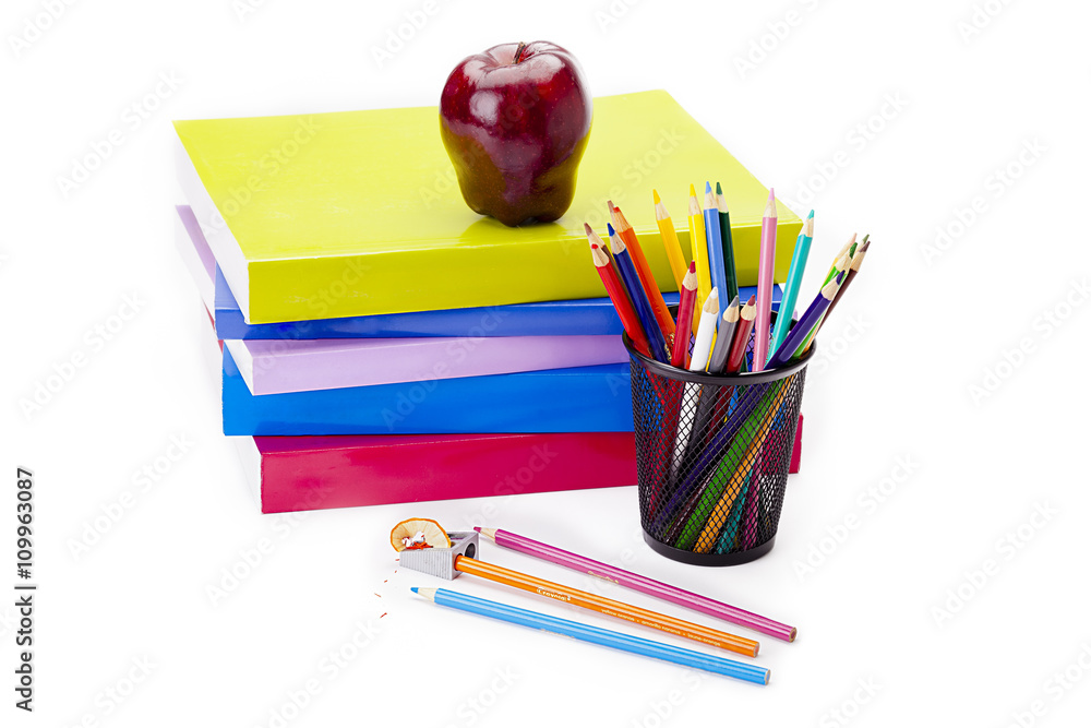 Fototapeta premium an apple on school books