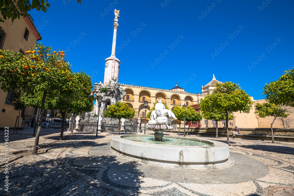Cordoba,Spain-March 11,2015:Saint Raphael Triumph statue in Cord