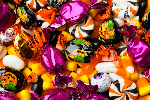 close-up of multicolored candies.