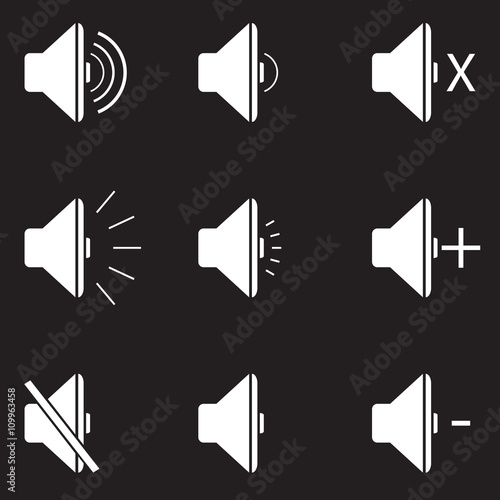 Speaker icon set on black background - Vector