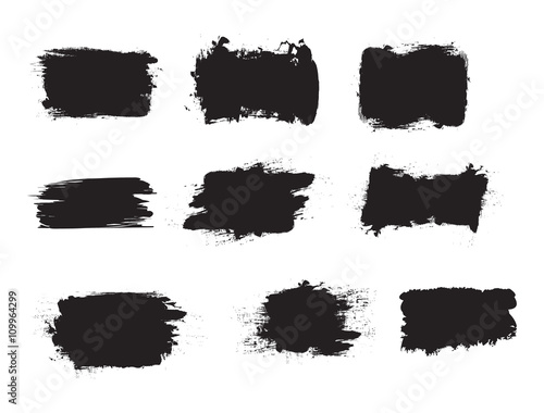 Grunge shapes, set, black isolated on white background, vector illustration.