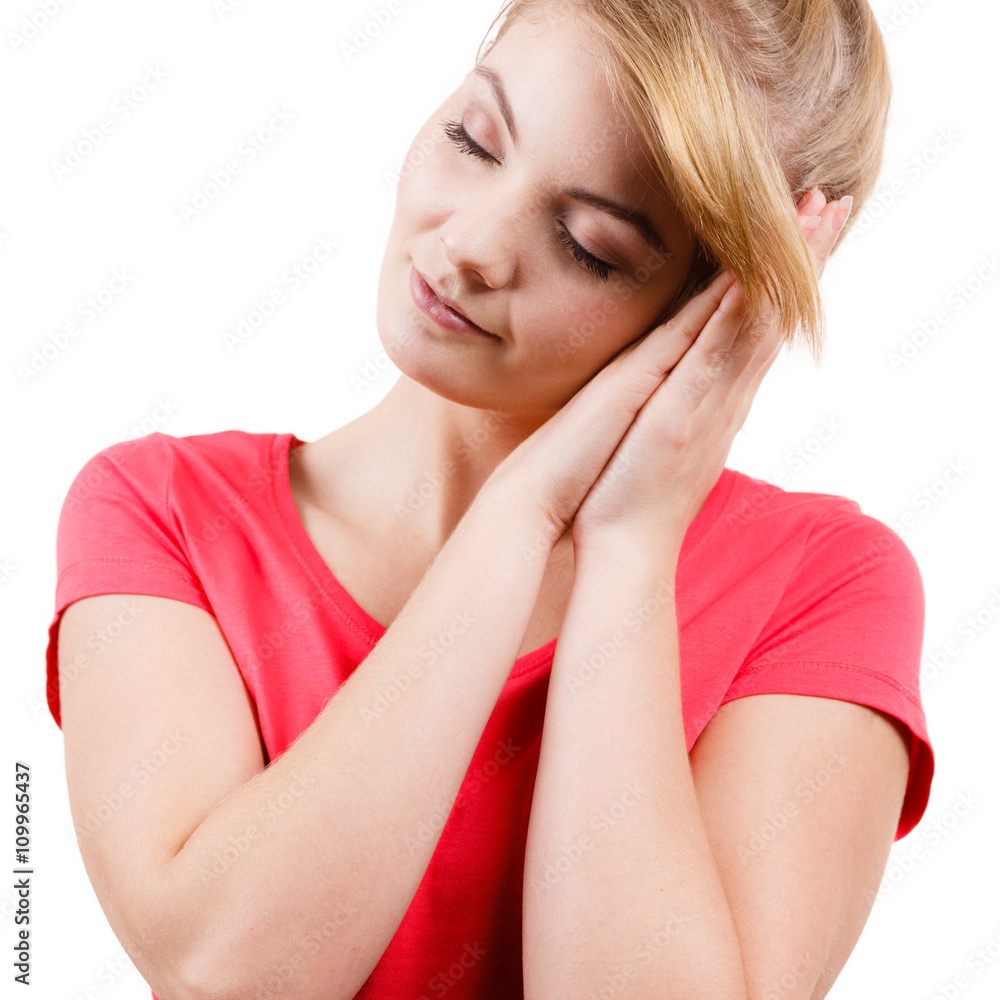 Woman sleepy tired girl almost falling asleep Woman sleepy tired girl almost falling asleep