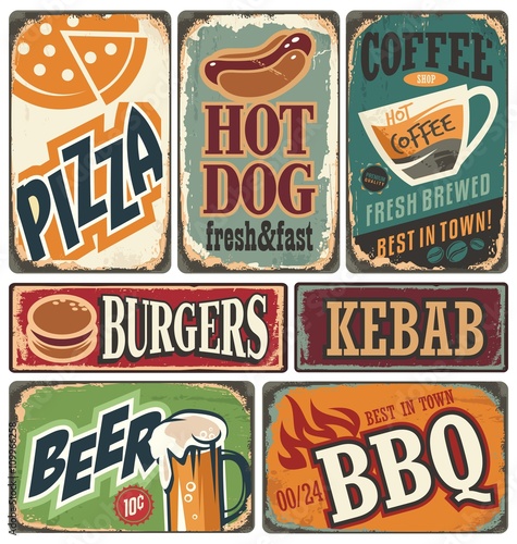 Vintage restaurant signs collection