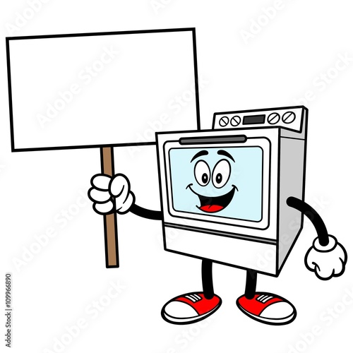 Oven with a Sign