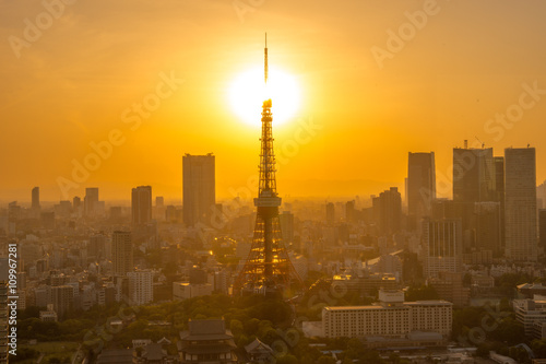Photography tokyo tower with sunset