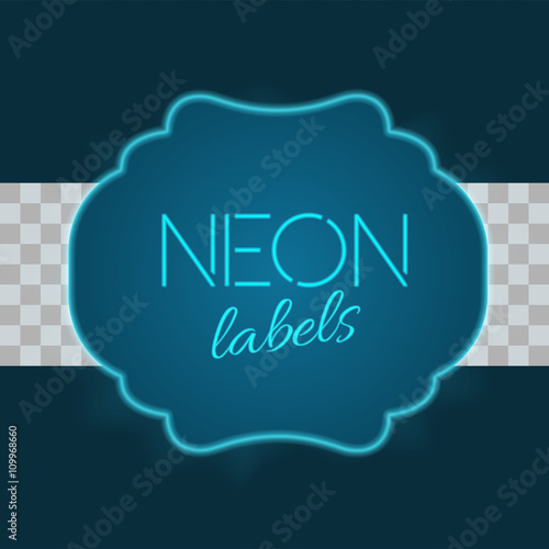 Vintage electric framework with bright neon lights. Blue light with transparent glow. Vector illustration