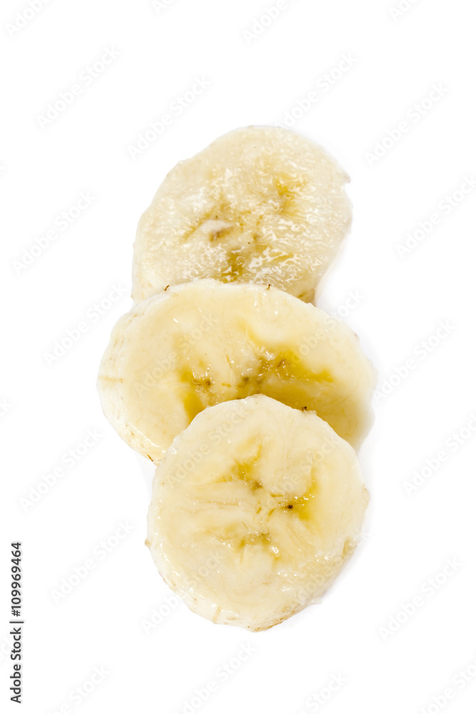 slice banana arranged on a white background slice banana arranged on a white background