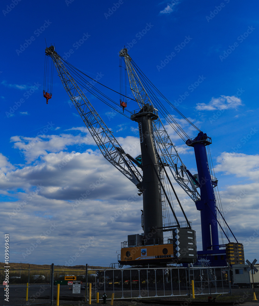 Cranes at Port of Albany NY along side the Hudson River Cranes at Port of Albany NY along side the Hudson River