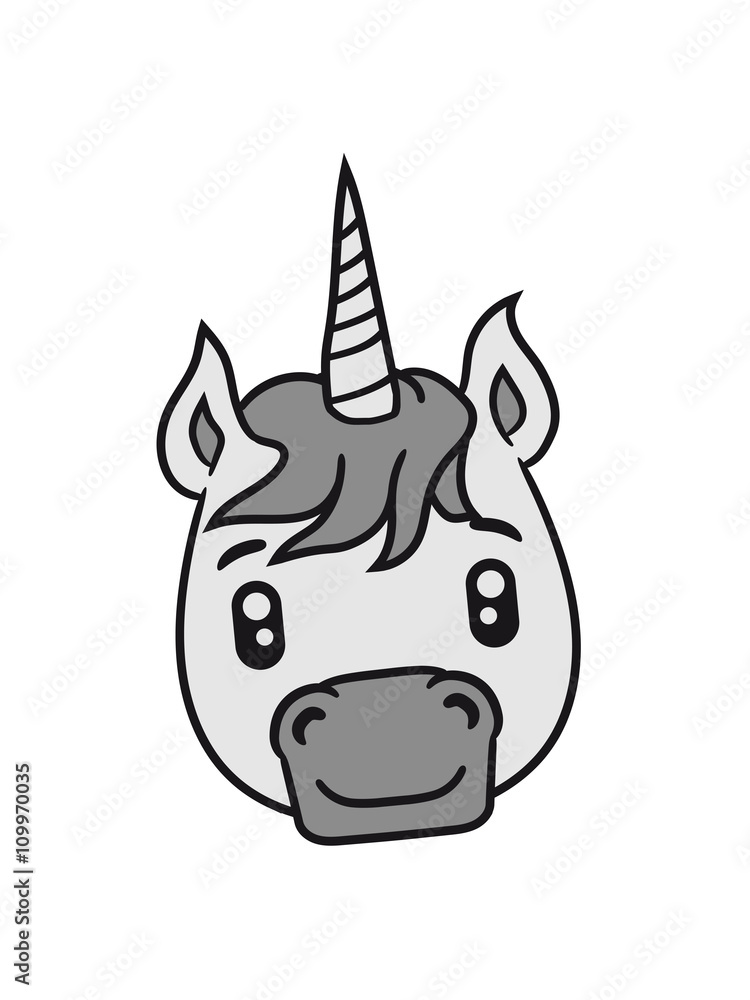 unicorn unicorn face head sweet cute sitting comic cartoon pony horse pferdchen kawaii child girl baby foal