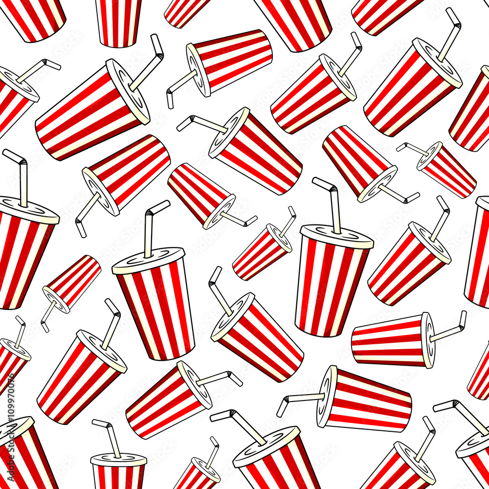 Takeaway cups of sweet soda seamless pattern Takeaway cups of sweet soda seamless pattern