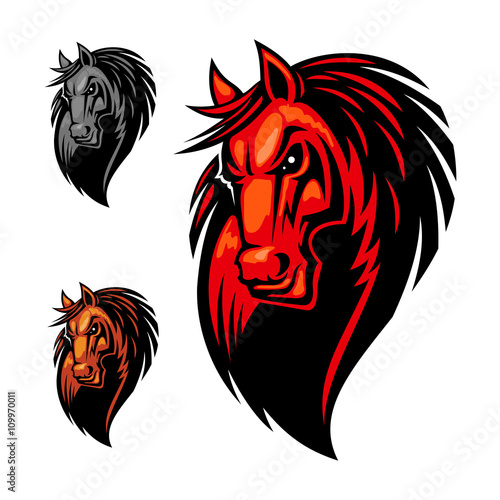 Wild angry horse head mascot