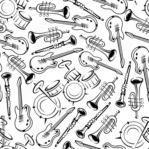 Seamless jazz musical instruments pattern