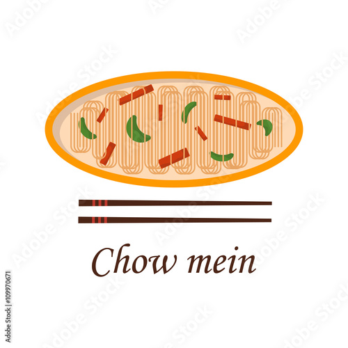 Vector cartoon chinese chow mein