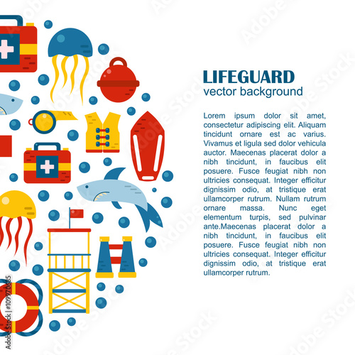 Vector cartoon flat lifeguard background