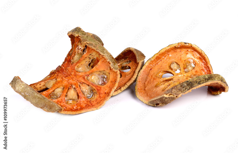 Quince drying on white background Quince drying on white background