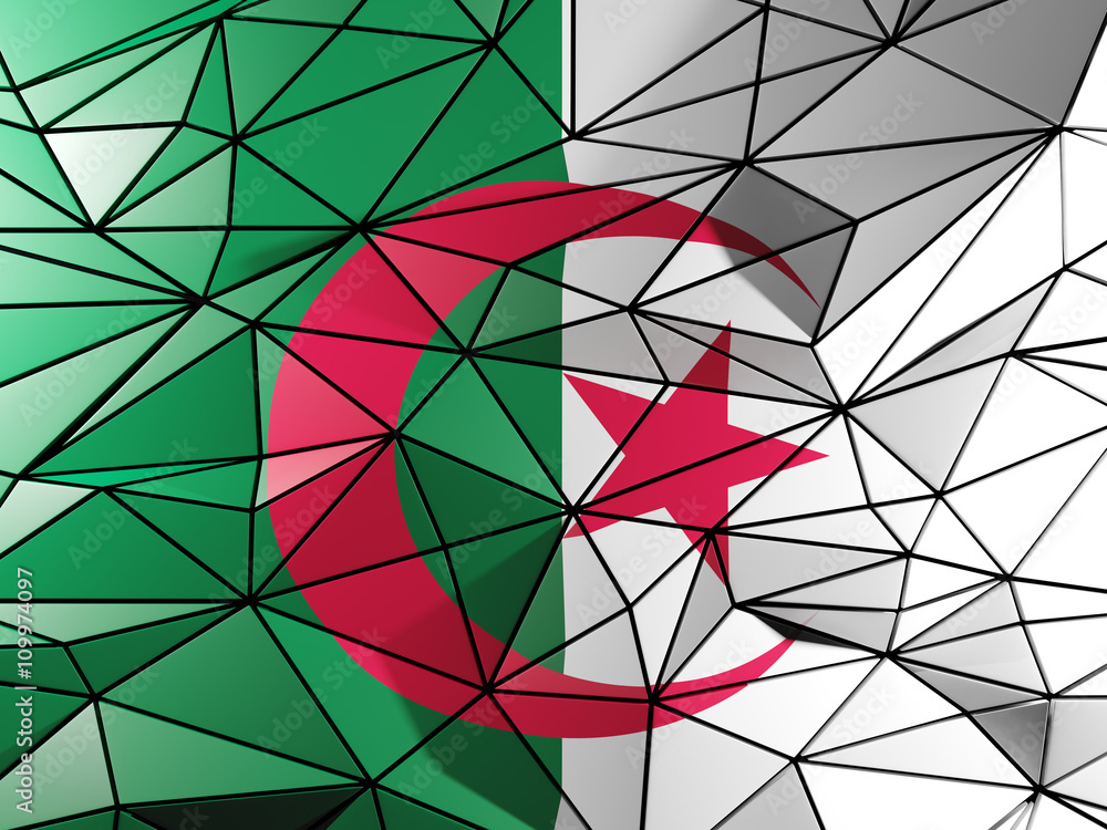 Fototapeta premium Triangle background with flag of algeria