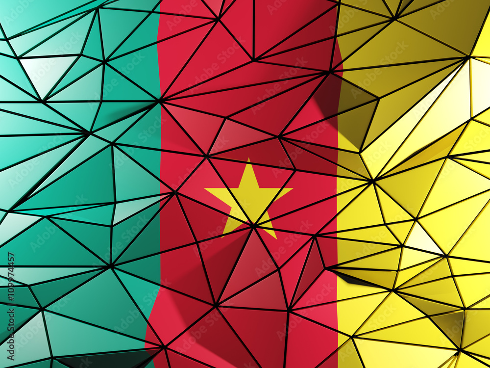 Triangle background with flag of cameroon Triangle background with flag of cameroon