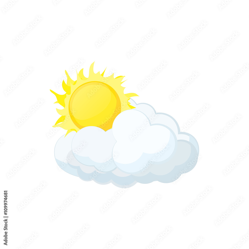 Sun and cloud icon, cartoon style Sun and cloud icon, cartoon style