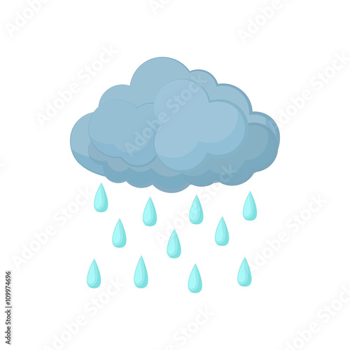 Cloud with rain drops icon, cartoon style 