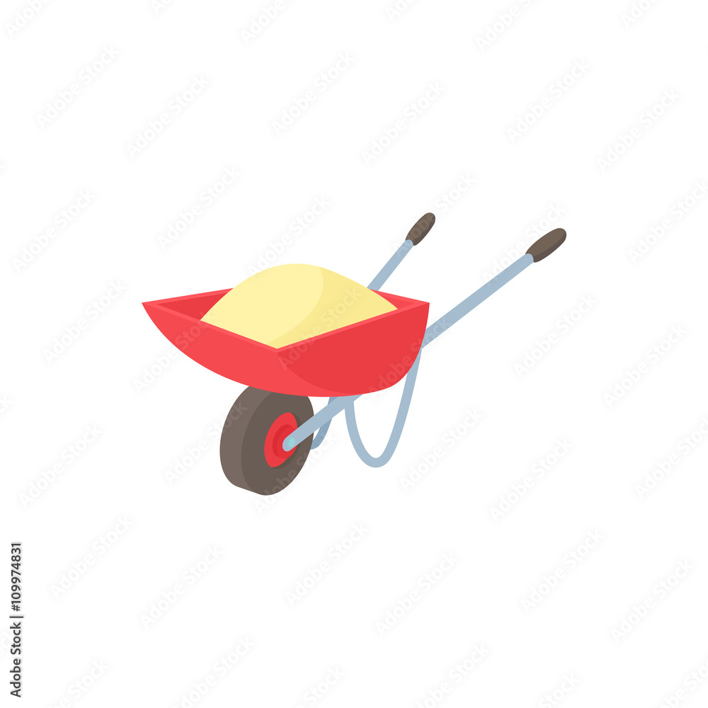 Wheelbarrow icon in cartoon style Wheelbarrow icon in cartoon style