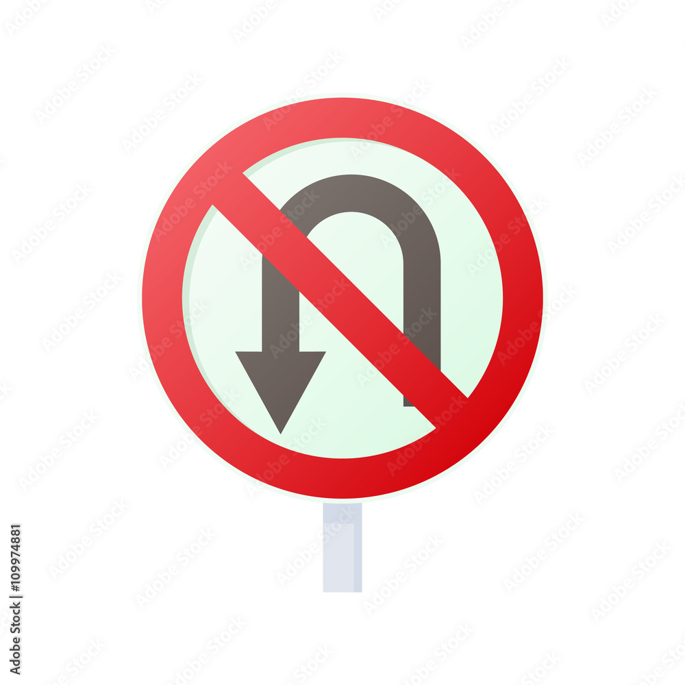No U turn road sign icon, cartoon style No U turn road sign icon, cartoon style