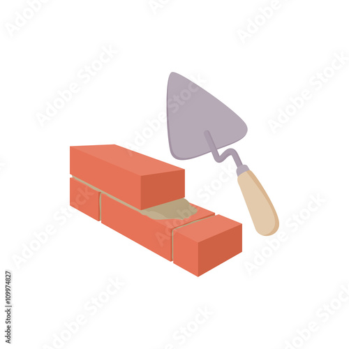Brickwork and building trowel icon