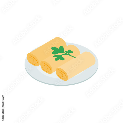Spring rolls icon, isometric 3d style