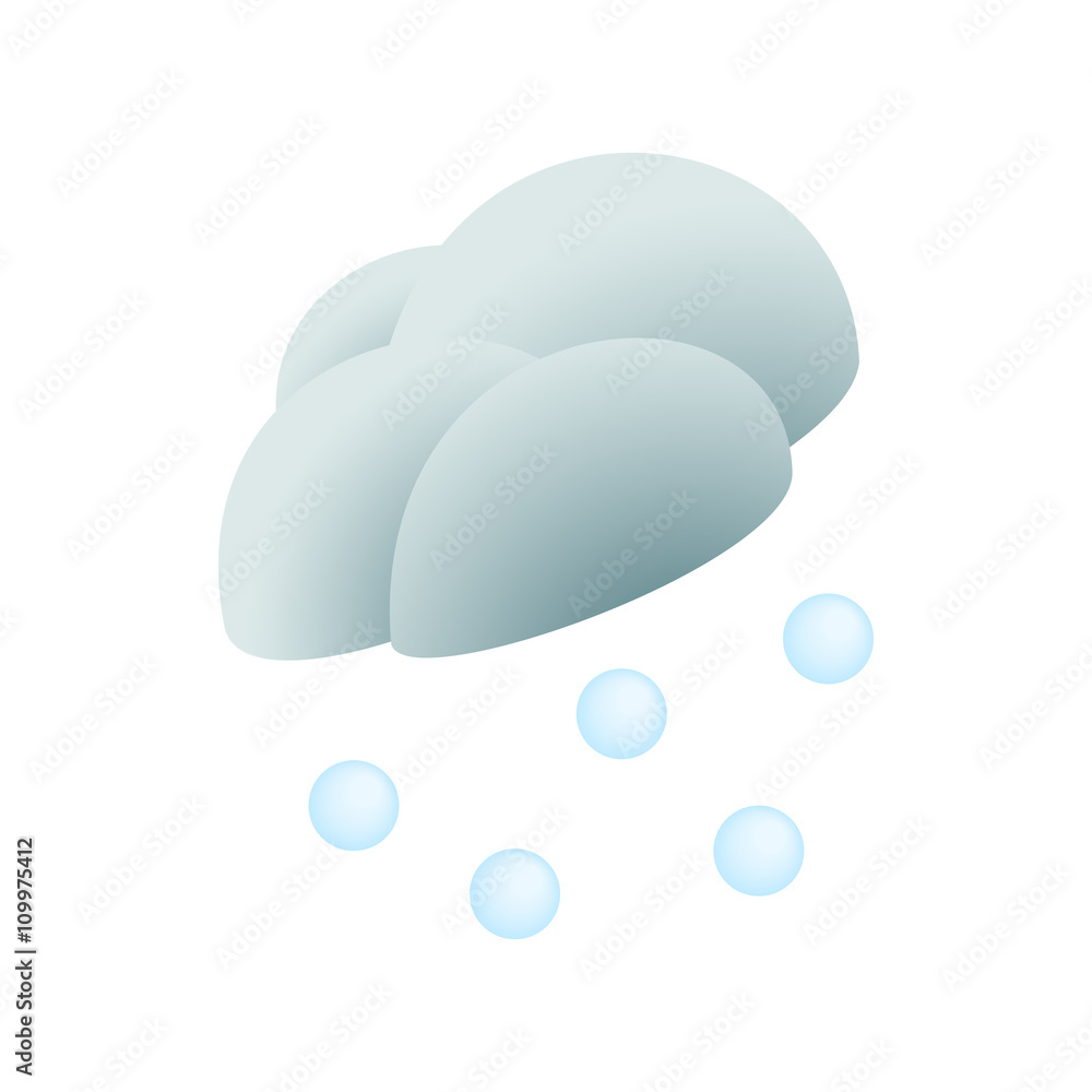 Cloud and hail icon, isometric 3d style Cloud and hail icon, isometric 3d style