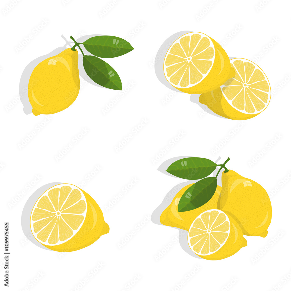 Lemon set isolated on white background Lemon set isolated on white background