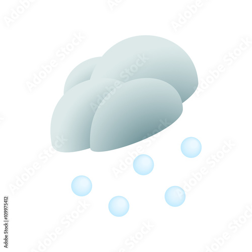 Cloud and hail icon, isometric 3d style